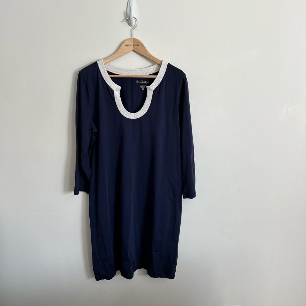 Lilly Pulitzer Marlina Pima Cotton T-Shirt Dress Navy Blue XL
